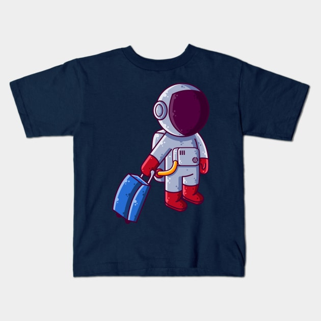 Cute Astronaut Traveling Holiday Cartoon Kids T-Shirt by Ardhsells